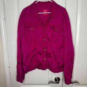 MCM Fuschia Monogram Button Up Jacket
